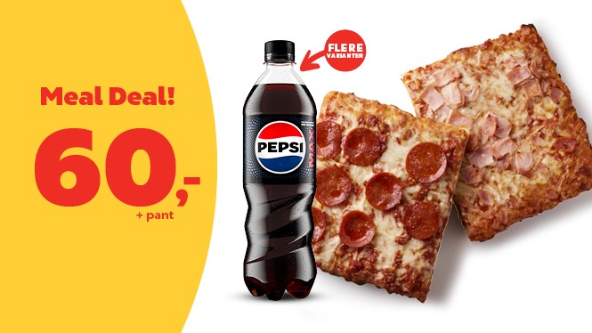 To Pizzaslice + sodavand - Meal Deal